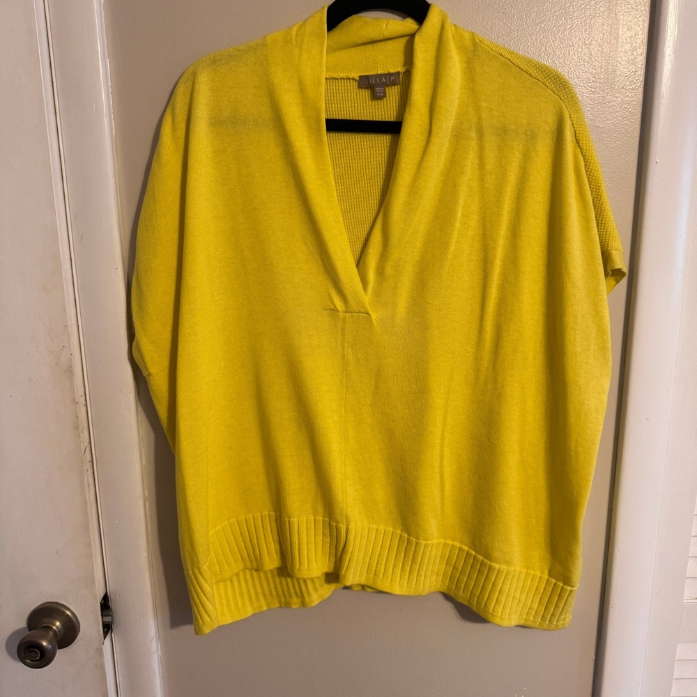 Lilla P Womens Oversized Box N-neck Short‎ Sleeve Sweater SZ SP
